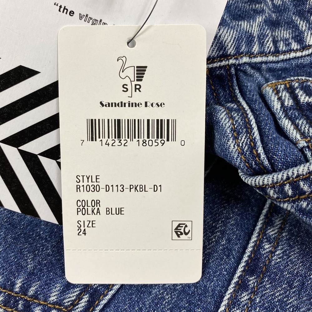 Sandrine Rose Jeans Womens 24 Blue Straight Wide Leg Button Fly Buckle Back - Picture 11 of 16